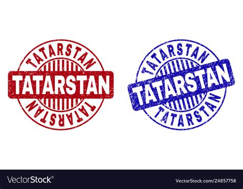 Grunge Tatarstan Scratched Round Stamp Seals Vector Image