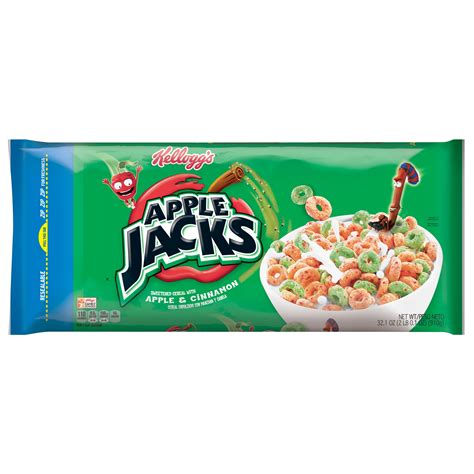 Kelloggs Apple Jacks Breakfast Cereal 321 Oz Bag