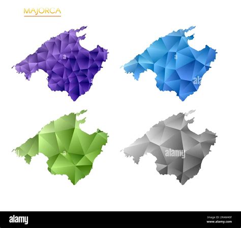 Set Of Vector Polygonal Maps Of Majorca Bright Gradient Map Of Island