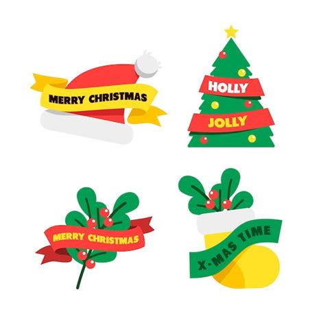 vector flat christmas ribbon collection