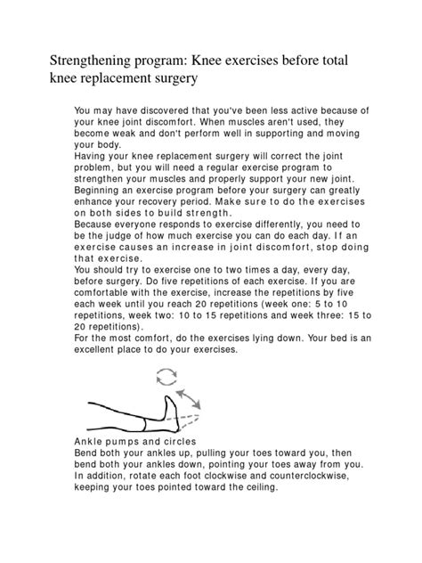 Knee Exercises Before Total Knee Surgery | PDF | Anatomical Terms Of ...