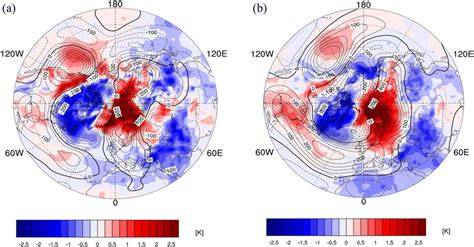 Linear Regression Of The DJF Mean 500 HPa Geopotential Height Contour