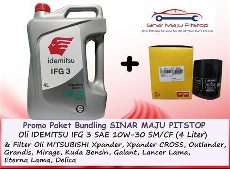 Promo Paket Bundling Oli IDEMITSU 10W 30 Original 4 Liter Filter Oli