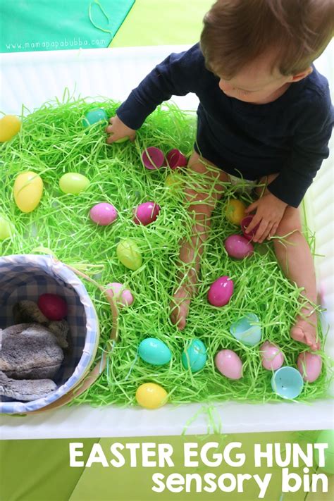 Easter Egg Hunt Sensory Bin Mamapapabubba