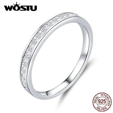 WOSTU Anillo De Circonita Brillante Para Mujer Plata De Ley 100 925