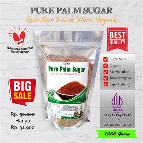 Jual Gula Aren Bubuk Organik 1 Kg Palm Brown Sugar Premium Kualitas