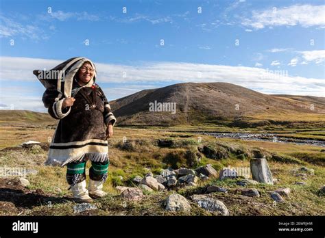 Inuit Woman In Traditional Handmade Clothing Pond Inlet Mittimatalik