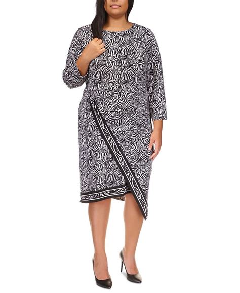 Michael Kors Plus Size Zebra Print Asymmetric Midi Dress Macys