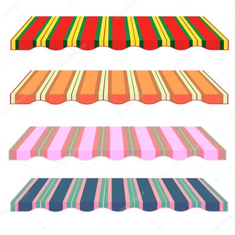 Detailed Illustration Of Set Of Striped Awnings Stock Vector