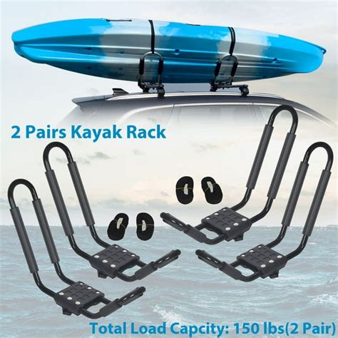 Kojem J Bar 2 Pairs Universal Kayak Roof Rack Canoe Boat Surf Ski Top Mount Carrier Rack Suv Van