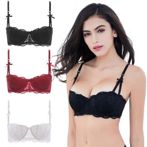 Varsbaby Embroidery Lace Bra Underwire Push Up Sexy Half Cup Brassiere