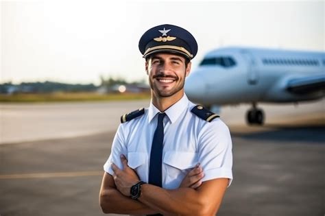 Premium Photo Confident Pilot Confident Male Pilot In Uniform Keeping