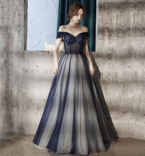 Blue Tulle Beads Long Prom Dress Blue Evening Dress On Storenvy