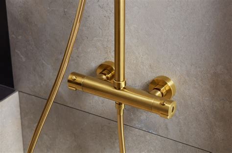 KFA MOZA BRUSHED GOLD PREMIUM RAINSHOWER SET WITH A THERMOSTATIC SHOWER