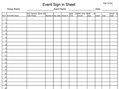 Elevate Your Event Management: Essential Event Sign In Sheet Template ...