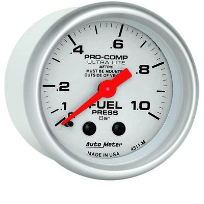 Autometer In Bar Ultra Lite Mechanical Fuel Pressure Gauge