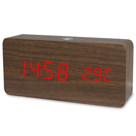 Voice Control Led Wekker Digitale Thermometer Hout Grandado