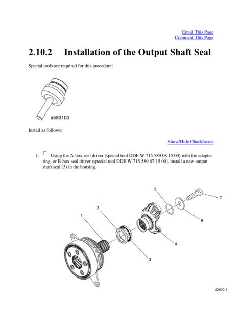 Installation of The Output Shaft Seal | PDF