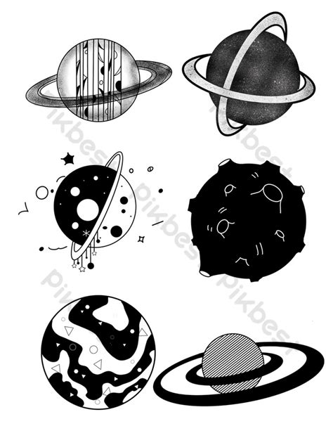 Black And White Drawing Asteroid Elements Psd Png Images Free