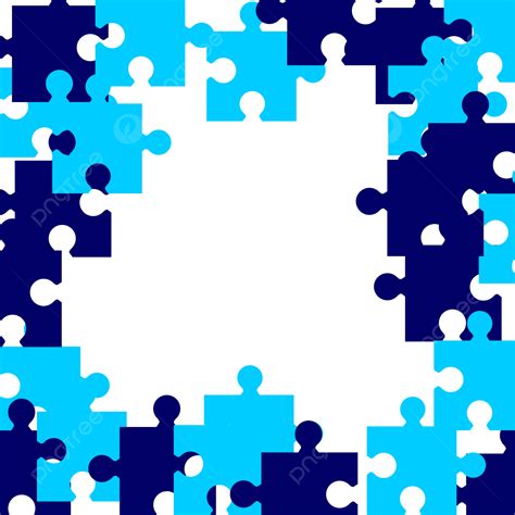 Jigsaw Puzzle Piece Clipart Vector Puzzle D Blue Pieces Border