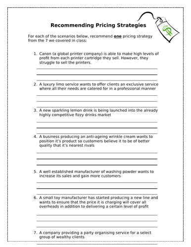 Edexcel Gcse Business Pricing And Pricing Strategies Teaching Resources