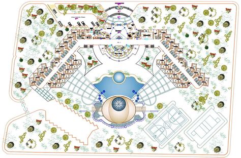 Resort Project Ground Floor Plan With Landscaping Design DWG File - Cadbull