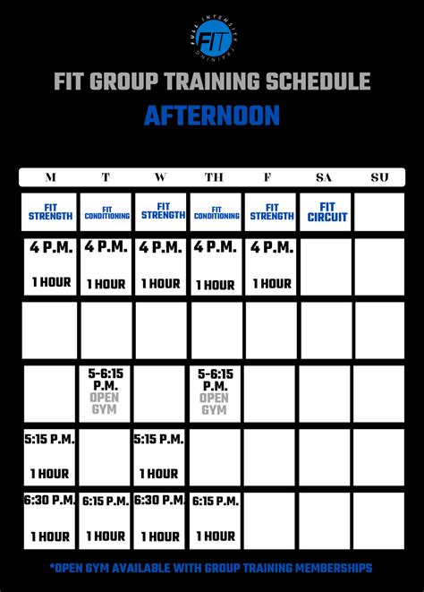 Fitness Training Schedule