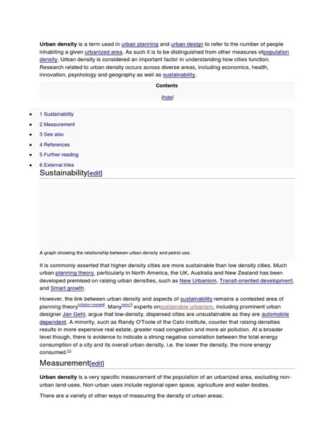Sustainability: Urban Density Is A Term Used in | PDF | Urbanization | Urban Geography