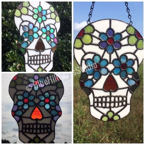 Day Of The Dead Sugar Skull Stained Glass Sun Catcher Dia De Etsy