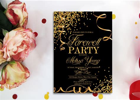 Farewell Farewell Party Invitation Goodbye Party Invitation Leaving Party Invitation Gold