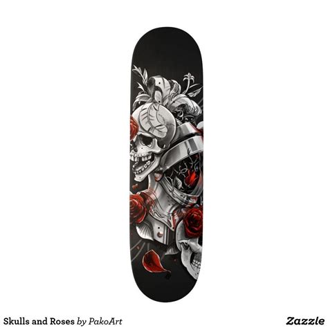 Skulls And Roses Skateboard Zazzle Skateboard Skateboard Design