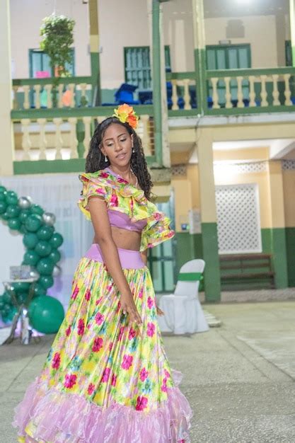 Premium Photo | Graceful Cumbia Dancer in Floral Attire