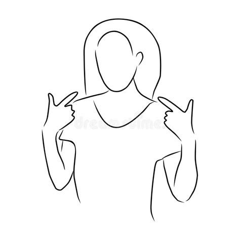 Woman Pointing Her Fingers at Herself, Vector. Hand Drawn Sketch Stock Vector - Illustration of ...