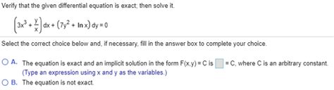 Solved Verify That The Given Differential Equation Is Exact