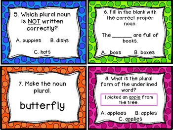 Plural Noun Task Cards By Erin L Martin Teachers Pay Teachers