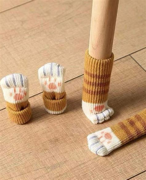 Knitted Cat Paws Chair Leg Socks Cat Lovers Gift Chair Leg Covers