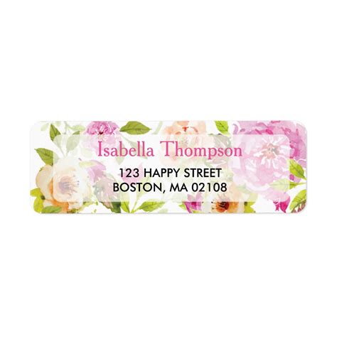 Watercolor Flower Address Label Zazzle