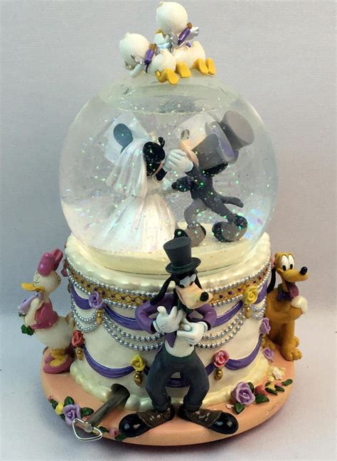 Lot Mickey Minnie Mouse Wedding March Disney Musical Snow Globe W