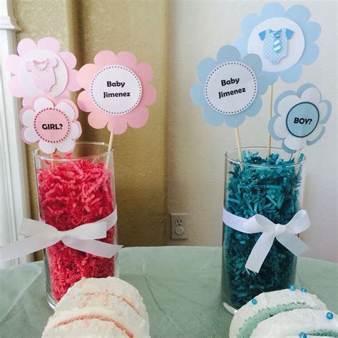 Diy Centerpieces For Gender Reveal Party Gender Reveal Diy Gender Reveal Party Decorations