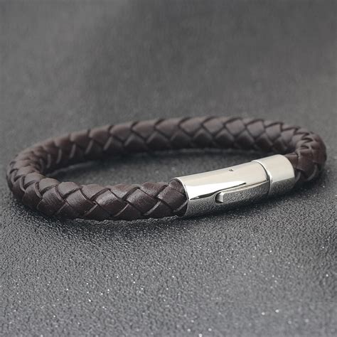 Herren Armb Nder Edelstahl Schwarz Leder Armbinde Grandado