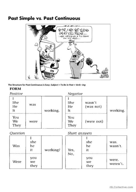 263 Past Continuous Progressive Tense English Esl Workshee