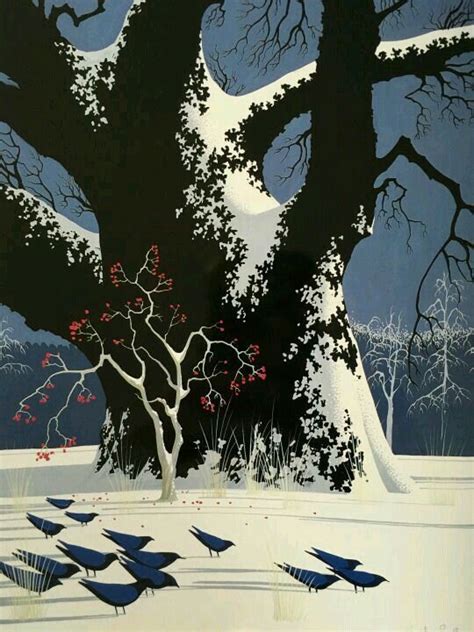 Eyvind Earle Christmas Card Art Winter Art Art Painting Illustration