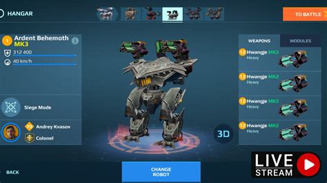 War Robots Live Stream Ardent Behemoth Hwangje Update Warrobots