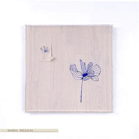 Quadro Galleria Bordado Bloom Azul Mercatto Casa Mercatto Casa