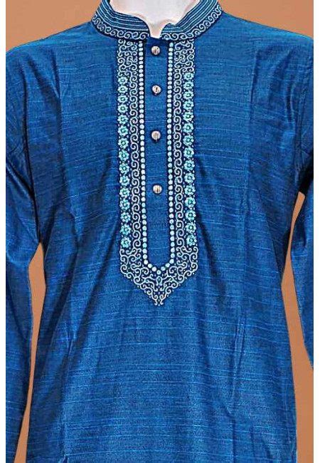 Turquoise Blue Color Embroidery Cotton Punjabi She Punjabi