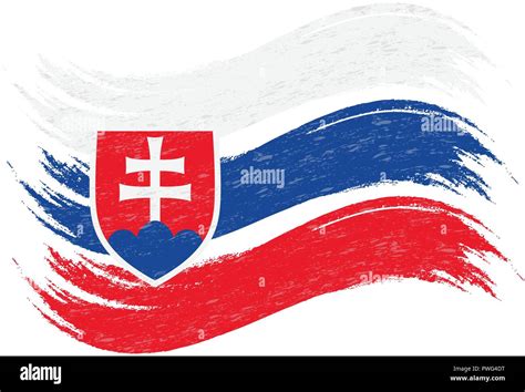 Grunge Brush Stroke With National Flag Of Slovakia Isolated On A White