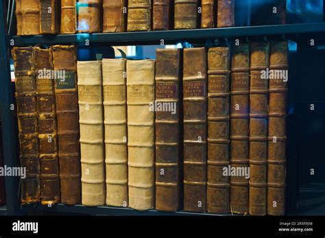 A Shelf Of Rare And Treasured Books Catalogued And Displayed At The