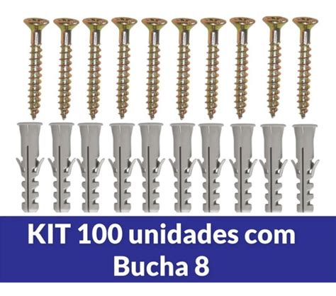 Kit Parafusos Phillips Bucha 8mm Aba 100 Peças Parcelamento