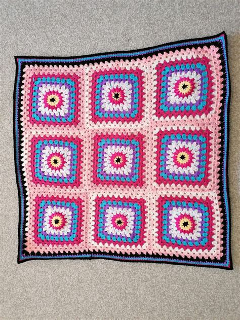 Handmade Crochet Starburst Afghan Baby Blanket Pink Shimmer Etsy