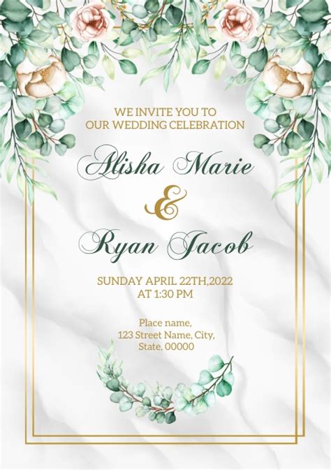 Floral Wedding Invitation Template Postermywall